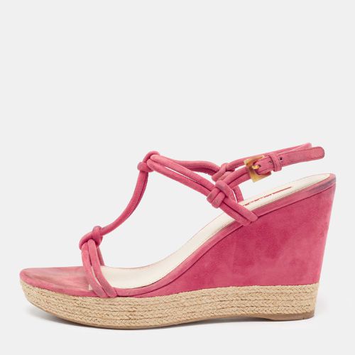 Prada Fuschia Pink Suede Espadrille Wedge Sandals Size 40 - Prada - Modalova