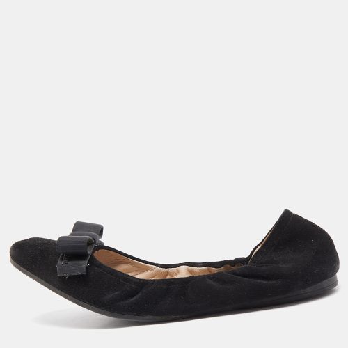 Prada Black Suede Scrunch Ballet Flats Size 39.5 - Prada - Modalova