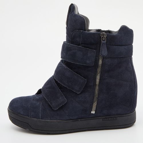 Prada Sport Blue Suede High Top Wedge Sneakers Size 37.5 - Prada - Modalova