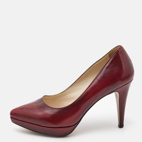 Prada Burgundy Leather Platform Pointed Toe Pumps Size 37 - Prada - Modalova