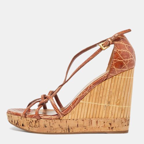 Alligator Bamboo Element Wedge Sandals Size 37.5 - Prada - Modalova