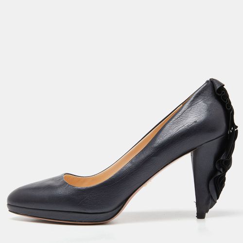 Prada Black Leather Raffles Detail Pumps Size 40.5 - Prada - Modalova