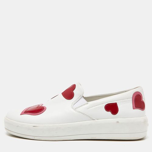 Prada White Leather Heart Slip On Sneakers Size 36.5 - Prada - Modalova