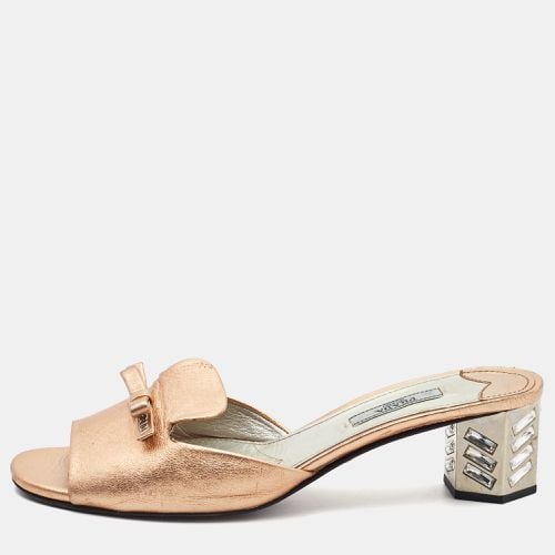 Prada Metallic Leather Block Heel Slides Size 39.5 - Prada - Modalova