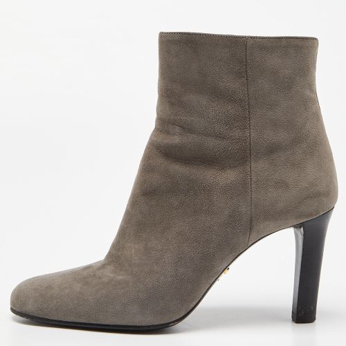 Prada Grey Suede Round Toe Ankle Booties Size 37 - Prada - Modalova