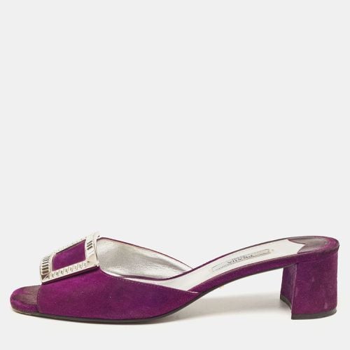 Prada Purple Suede Crystal Embellished Slide Sandals Size 39 - Prada - Modalova