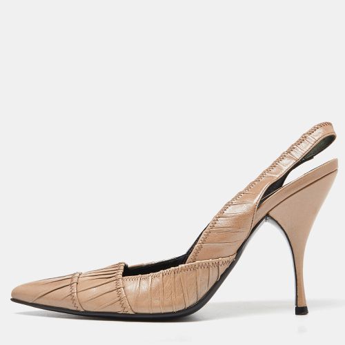 Prada Beige Pleated Leather Slingback Sandals Size 38 - Prada - Modalova