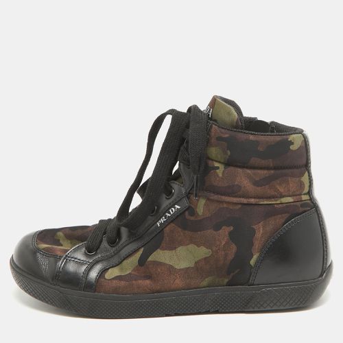 Prada Tricolor Leather and Camo Print Nylon High Top Sneakers Size 35 - Prada - Modalova