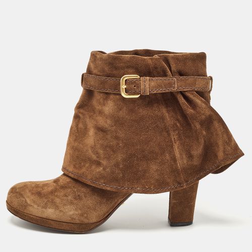 Prada Brown Suede Buckle Ankle Boots Size 39.5 - Prada - Modalova