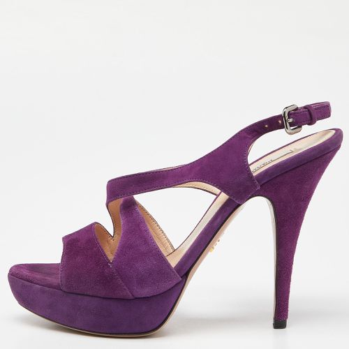 Prada Purple Suede Ankle Strap Platform Sandals Size 39 - Prada - Modalova