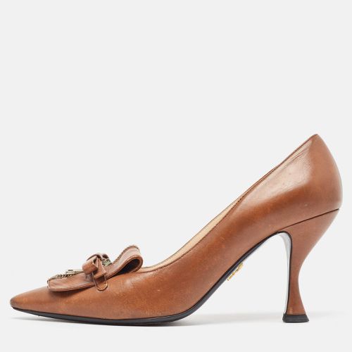 Prada Brown Leather Zip Detail Pumps Size 39 - Prada - Modalova