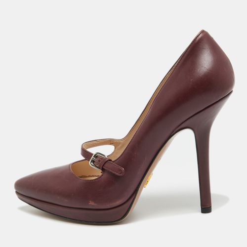 Prada Burgundy Leather Platform Pumps Size 37 - Prada - Modalova