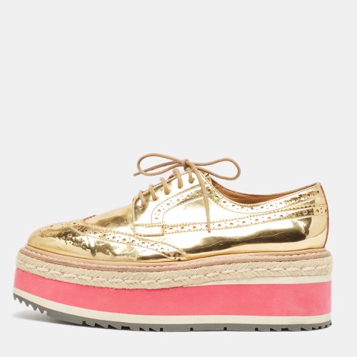 Prada Gold Leather Platform Derby Sneakers Size 35 - Prada - Modalova