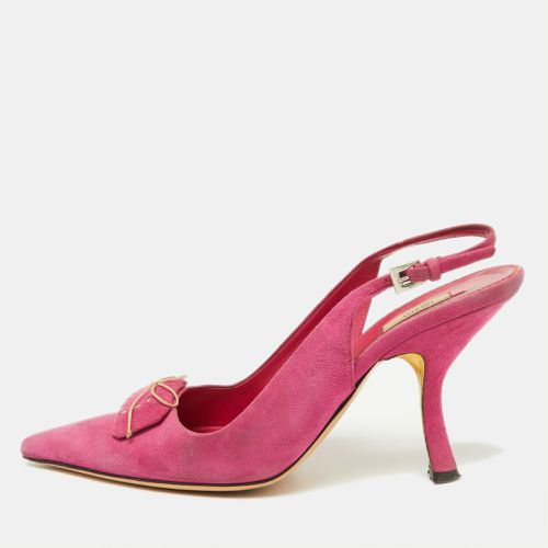 Prada Pink Suede Bow Pointed Toe Slingback Pumps Size 37 - Prada - Modalova