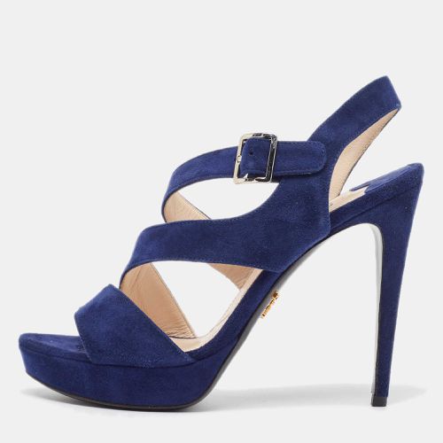 Prada Navy Blue Suede Platform Sandals Size 37 - Prada - Modalova