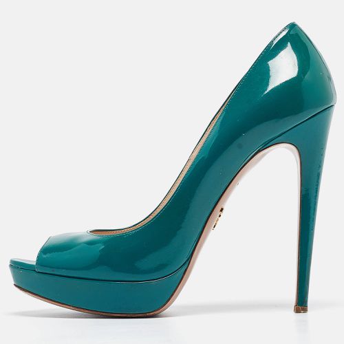 Prada Green Patent Leather Peep Toe Pumps Size 39.5 - Prada - Modalova