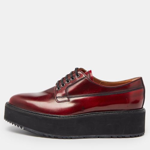 Prada Maroon Leather Platform Derby Size 38 - Prada - Modalova