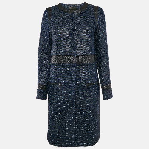 Proenza Schouler Blue/Black Tweed Button Front Long Coat M - Proenza Schouler - Modalova