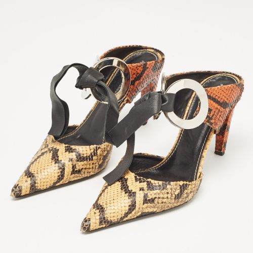Python Embossed Leather Pointed Toe Mules Size 38 - Proenza Schouler - Modalova