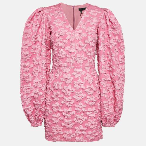 Rotate Birger Christensen Pink Floral Textured Crepe V-Neck Mini Dress S - ROTATE BIRGER CHRISTENSEN - Modalova