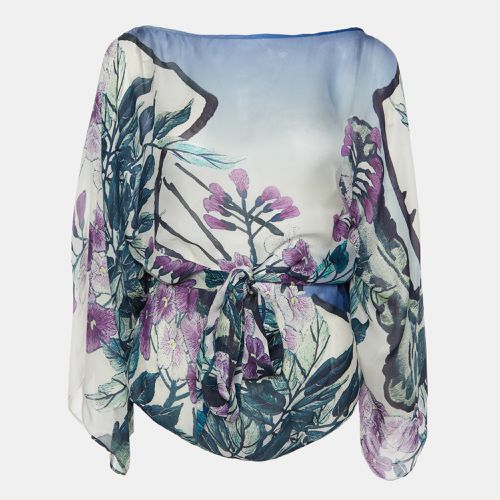 Roberto Cavalli Blue Printed Silk Kaftan Top M - Roberto Cavalli - Modalova