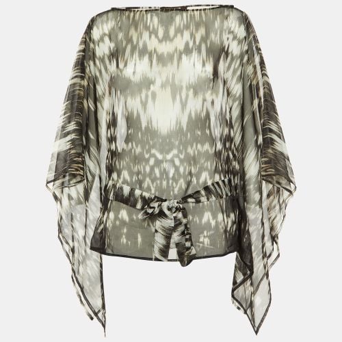 Printed Chiffon Belted Sheer Kaftan Top S - Roberto Cavalli - Modalova