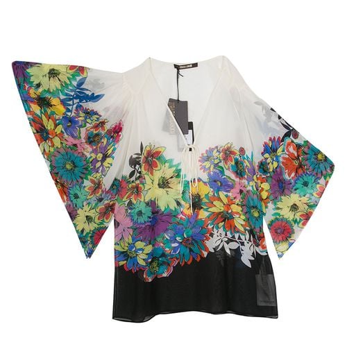 Roberto Cavalli Multicolor Floral Printed Silk Kaftan Top S - Roberto Cavalli - Modalova