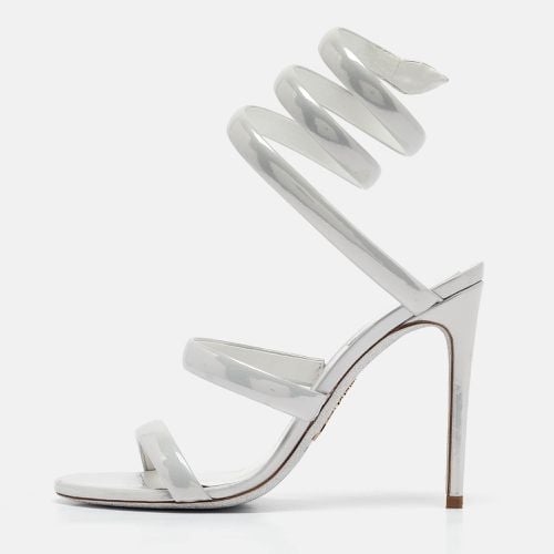 Rene Caovilla Grey Patent Leather Cleo Ankle Strap Sandals Size 38 - René Caovilla - Modalova