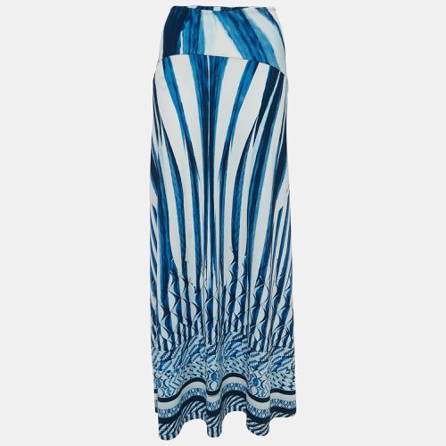 Roberto Cavalli Blue Abstract Stripe Printed Jersey Maxi Skirt L - Roberto Cavalli Beachwear - Modalova