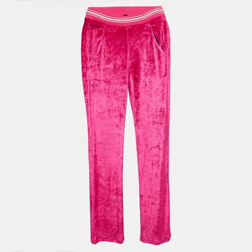 Roberto Cavalli Pink Embroidered Velvet Knit Pants S - Roberto Cavalli - Modalova