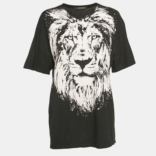 Roberto Cavalli Black Lion Print Jersey oversized T-Shirt M - Roberto Cavalli - Modalova