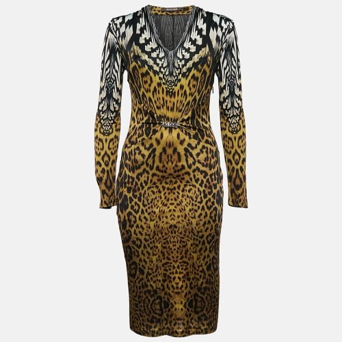 Leopard Print V-Neck Midi Dress M - Roberto Cavalli - Modalova