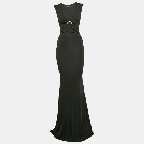 Roberto Cavalli Black Jersey Snake Buckle Detail Sleeveless Gown S - Roberto Cavalli - Modalova