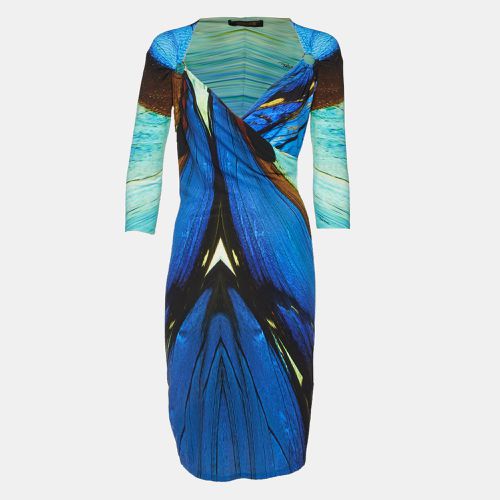 Roberto Cavalli Blue/Multicolor Printed Jersey Short Dress S - Roberto Cavalli - Modalova