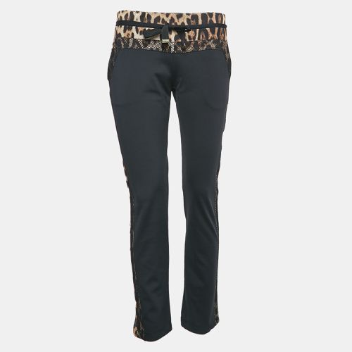 Roberto Cavalli Gym Black Leopard Print Jersey Track Pants L - Roberto Cavalli - Modalova