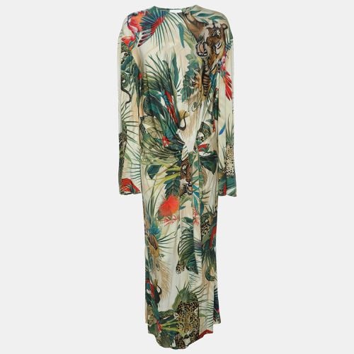 Roberto Cavalli Multicolor Jungle Print Belted Midi Dress L - Roberto Cavalli - Modalova