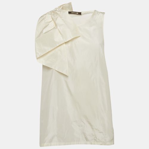 Roberto Cavalli Cream Silk Bow Detail Sleeveless Top M - Roberto Cavalli - Modalova