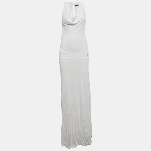 Roberto Cavalli White Pointelle Knit Cowl Neck Maxi Dress S - Roberto Cavalli - Modalova