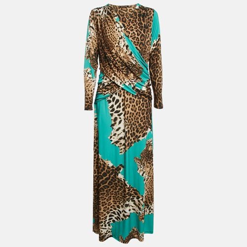 Animal Print Jersey Gathered Maxi Dress XL - Roberto Cavalli - Modalova