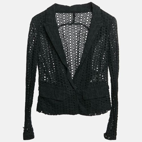 Roberto Cavalli Black Cutwork Cotton Button Front Blazer M - Roberto Cavalli - Modalova