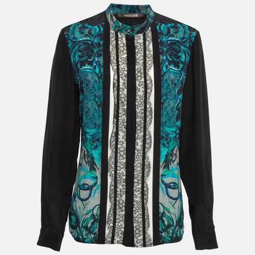 Roberto Cavalli Multicolor Silk Lace Trim Shirt M - Roberto Cavalli - Modalova