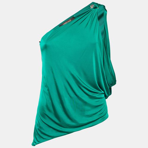 Roberto Cavalli Green Brooch Loop One Shoulder Top M - Roberto Cavalli - Modalova