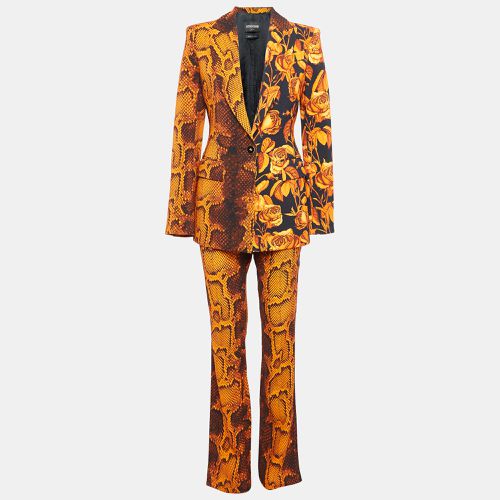 Roberto Cavalli Orange Python and Floral Print Crepe Pants Suit M - Roberto Cavalli - Modalova