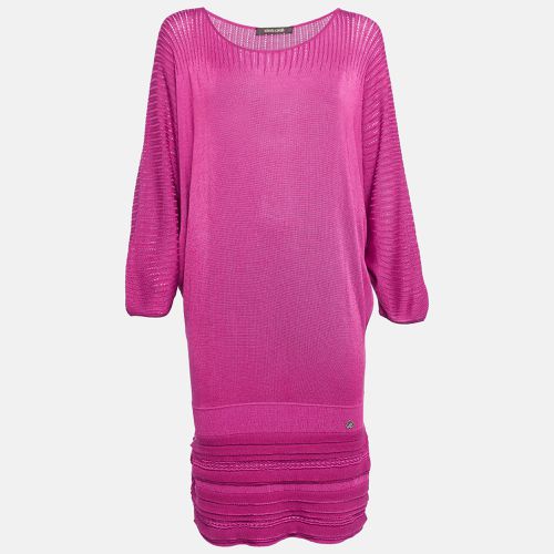 Roberto Cavalli Pink Pointelle Knit Dolman Sleeve Mini Dress M - Roberto Cavalli - Modalova