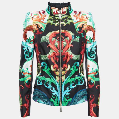 Roberto Cavalli Multicolor Printed Silk Ruffle Detail Jacket M - Roberto Cavalli - Modalova