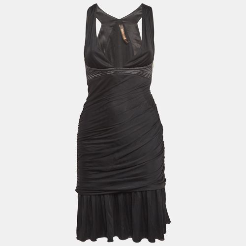 Roberto Cavalli Black Stretch Crepe Ruche Midi Dress S - Roberto Cavalli - Modalova