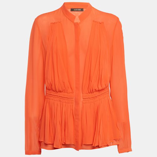 Roberto Cavalli Light Orange Silk Pleated Blouse L - Roberto Cavalli - Modalova