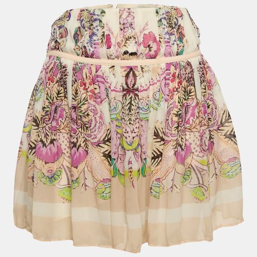 Roberto Cavalli Pink Floral Print Silk Pleated Mini Skirt S - Roberto Cavalli - Modalova