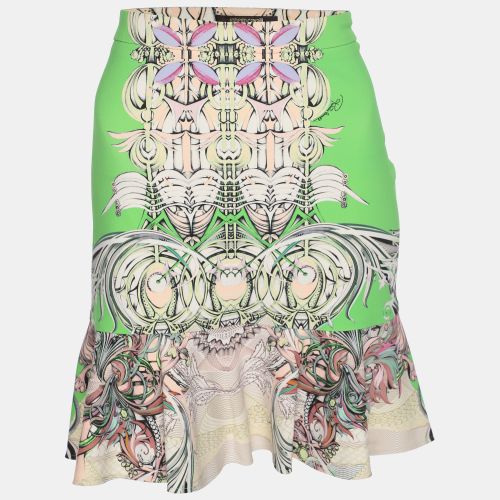 Roberto Cavalli Green/Multicolor Printed Jersey Mini Skirt M - Roberto Cavalli - Modalova