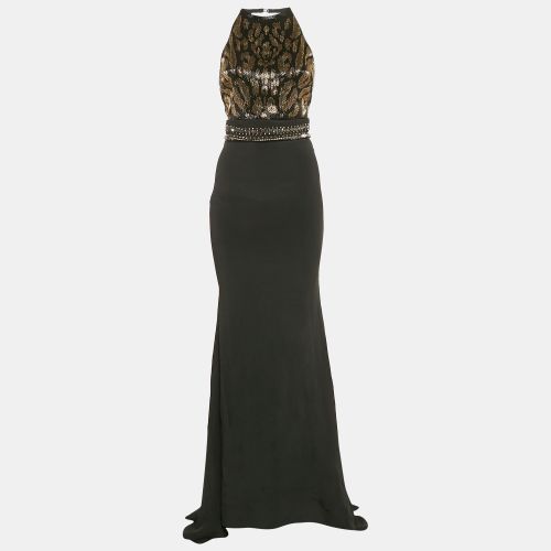 Roberto Cavalli Black Embellished Crepe Sleeveless Gown S - Roberto Cavalli - Modalova